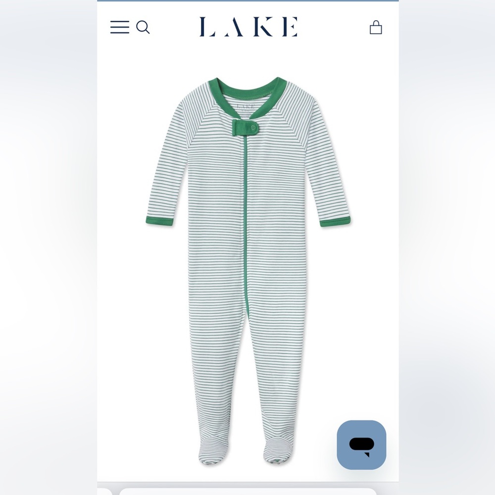 LAKE Pajamas—Baby Sleeper in Classic Green. 6-9 months